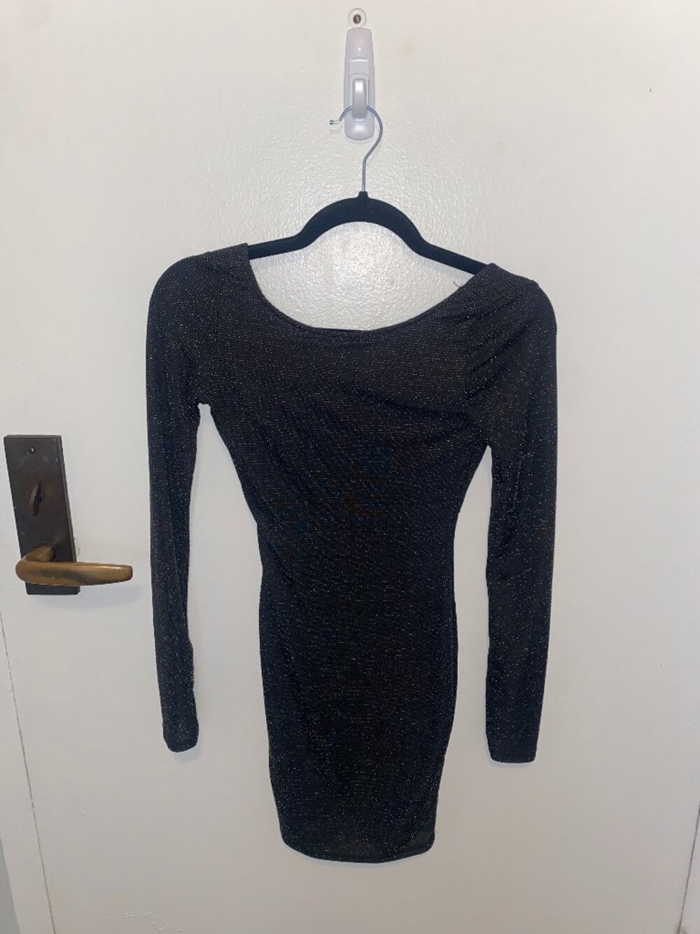Lulus Black Sparkle Long Sleeve Mini Dress